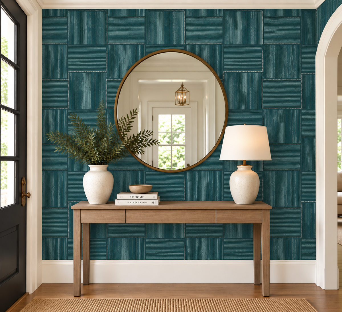 Thibaut Hayworth Turquoise and Blue Wallpaper T422