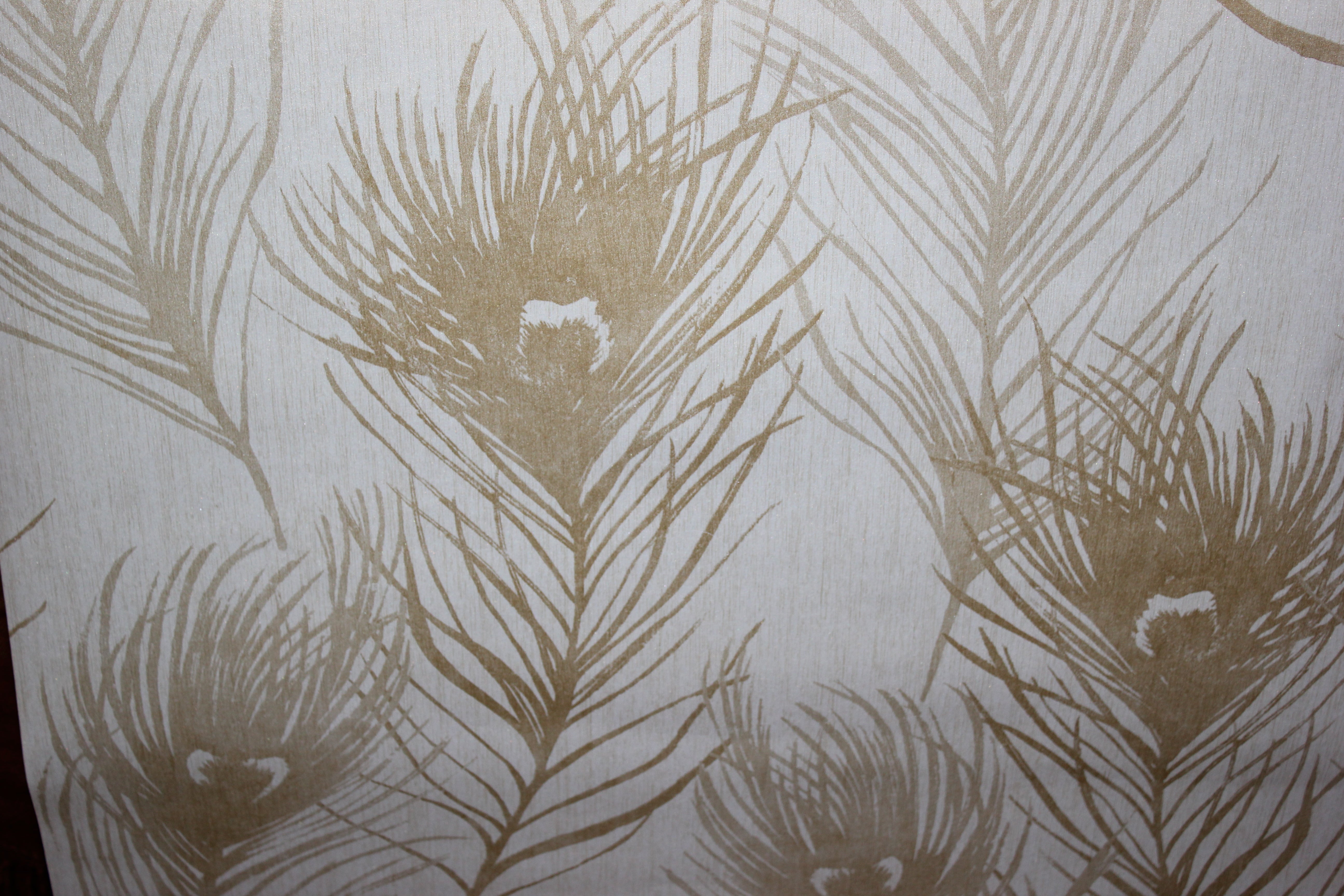 Carl Robinson Gold Peacock Feathers Wallpaper CR22505