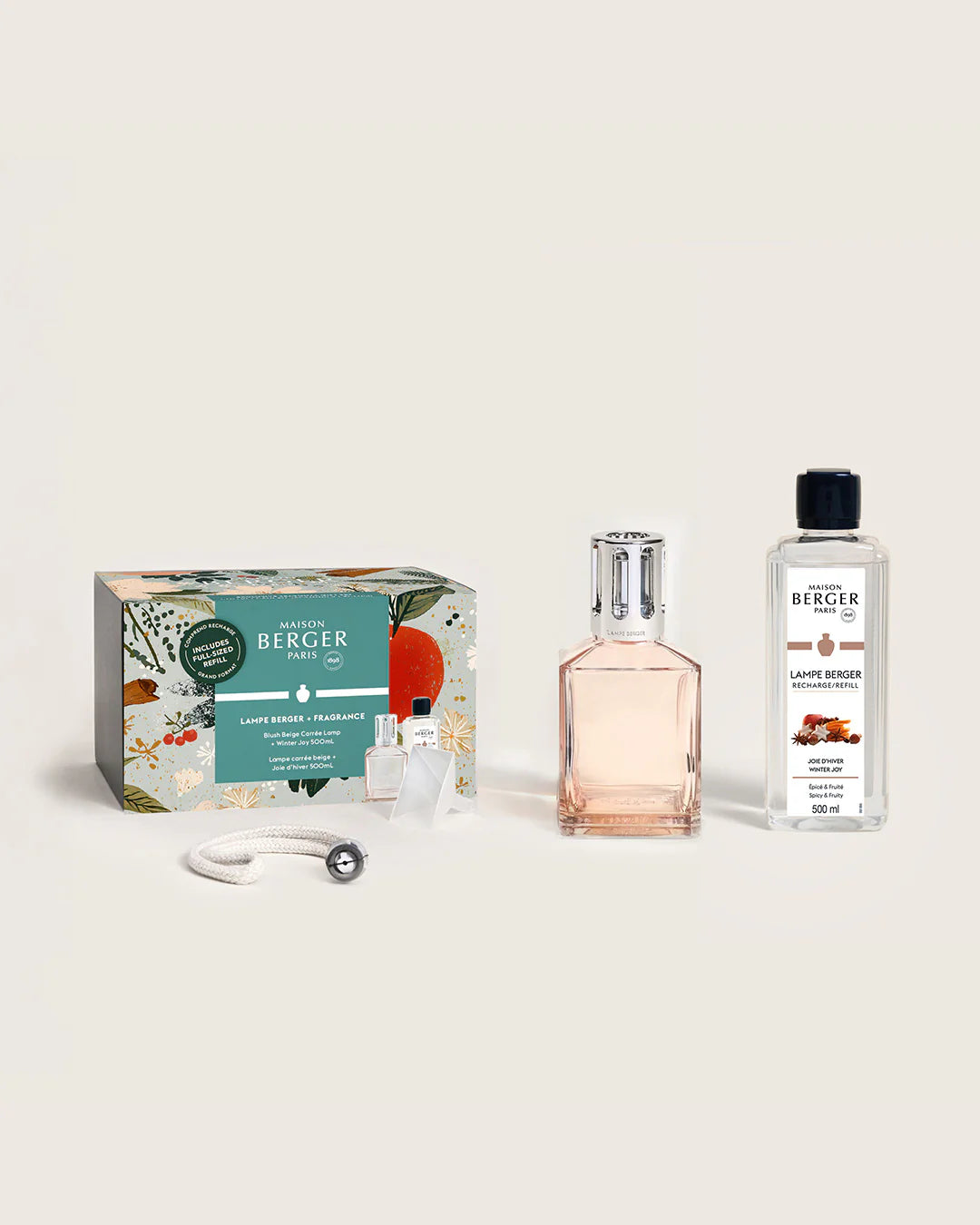 Blush & Spice - Blush Beige Carrée Fragrance Lamp Gift Set with Full-sized Winter Joy 997754
