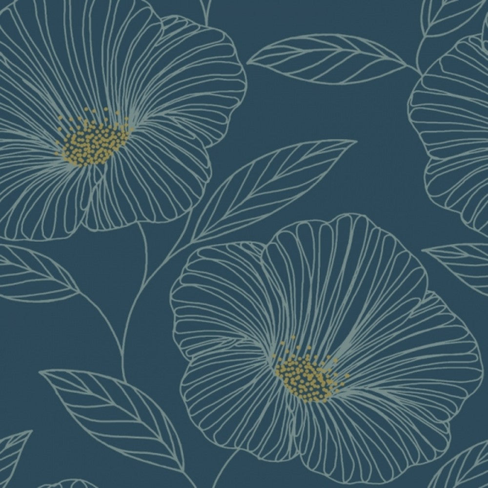 Mythic Blue Floral Wallpaper 2764-24318