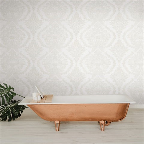 Beige & White Heritage Damask Wallpaper HC7588