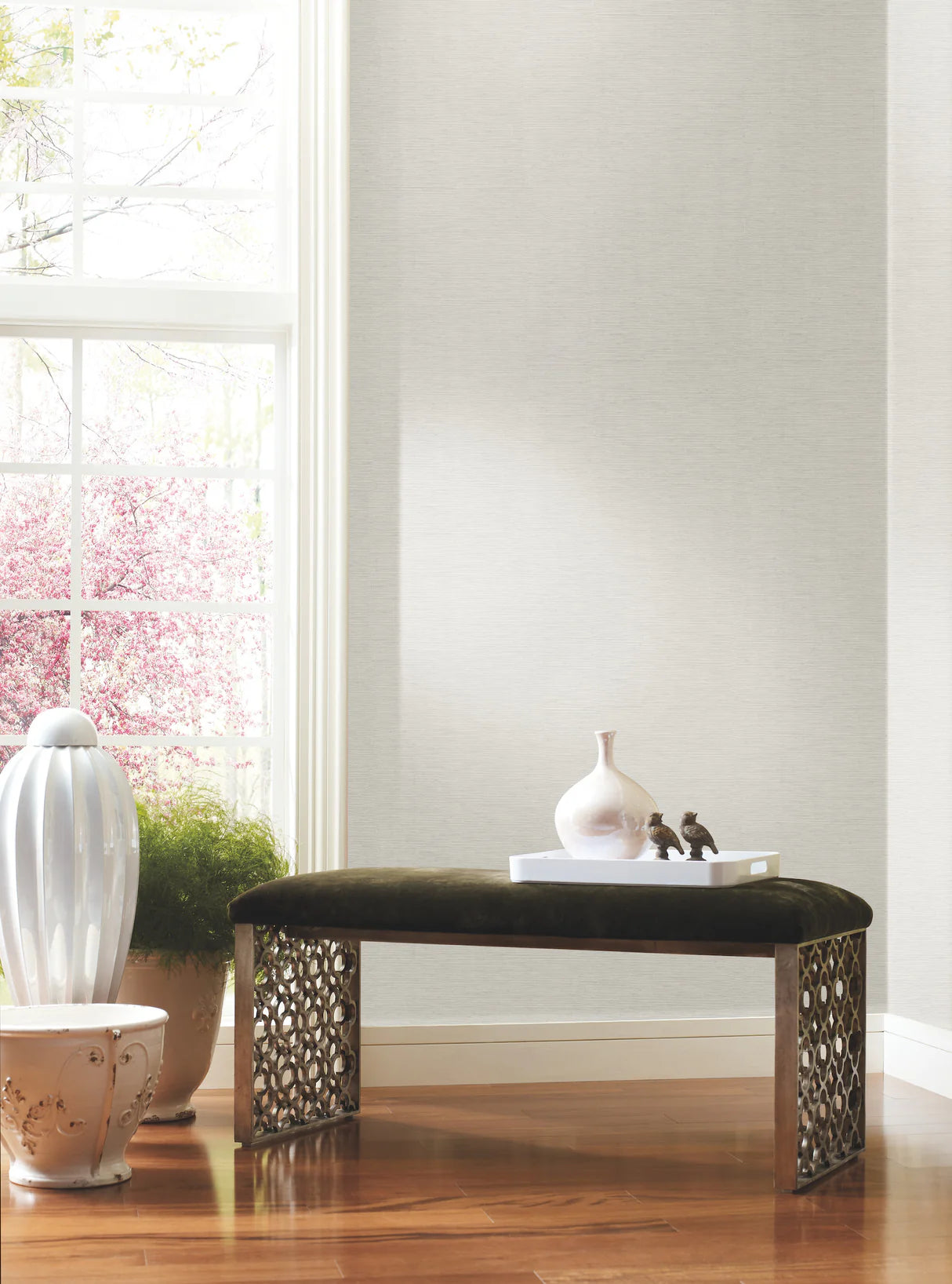 Textile Sisal Grasscloth Light Grey Wallpaper HC7613