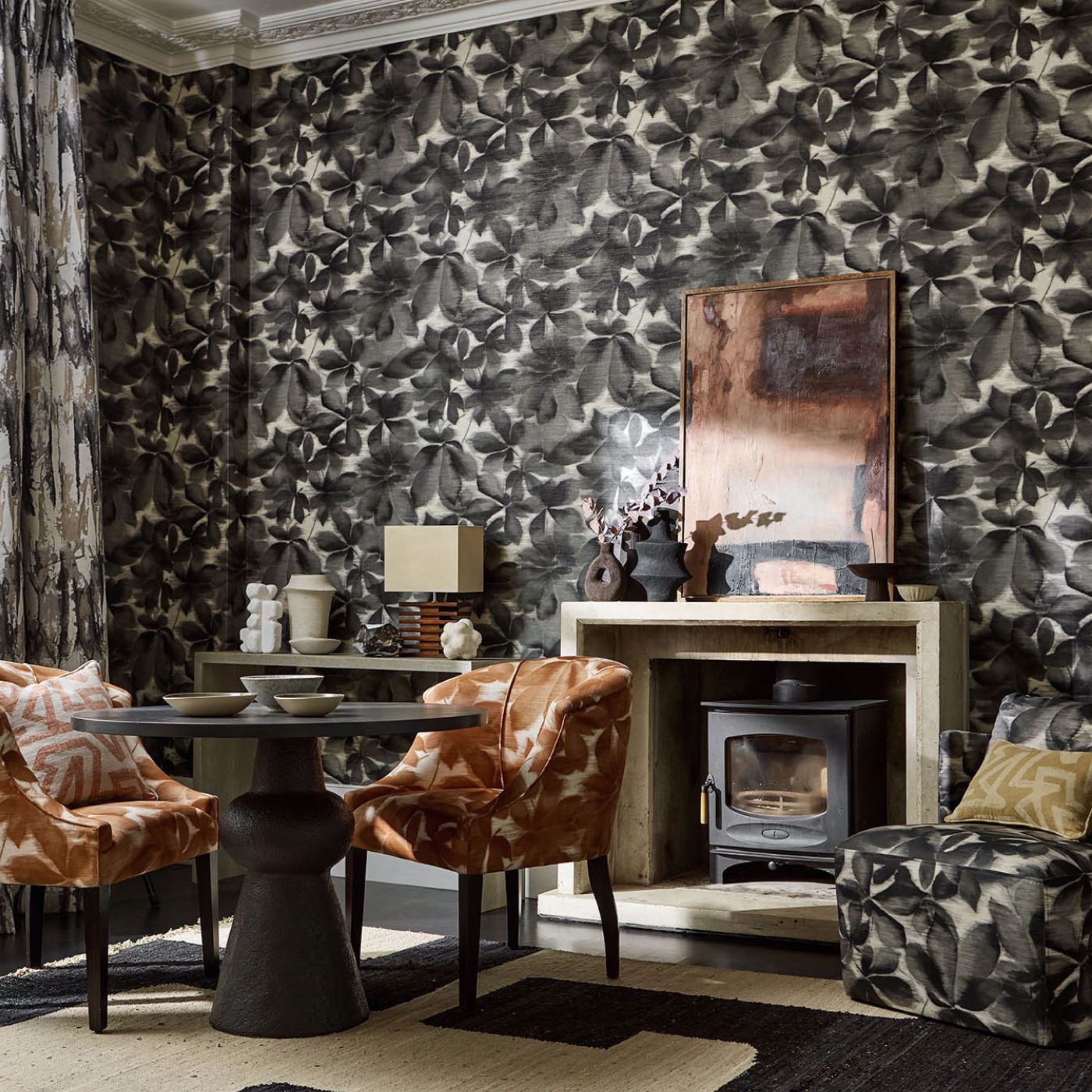 Harlequin chevron right Grounded BlackEarth/Parchment Wallpaper HC4W113005
