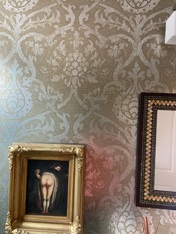 Thibaut Champagne Damask Wallpaper T89178