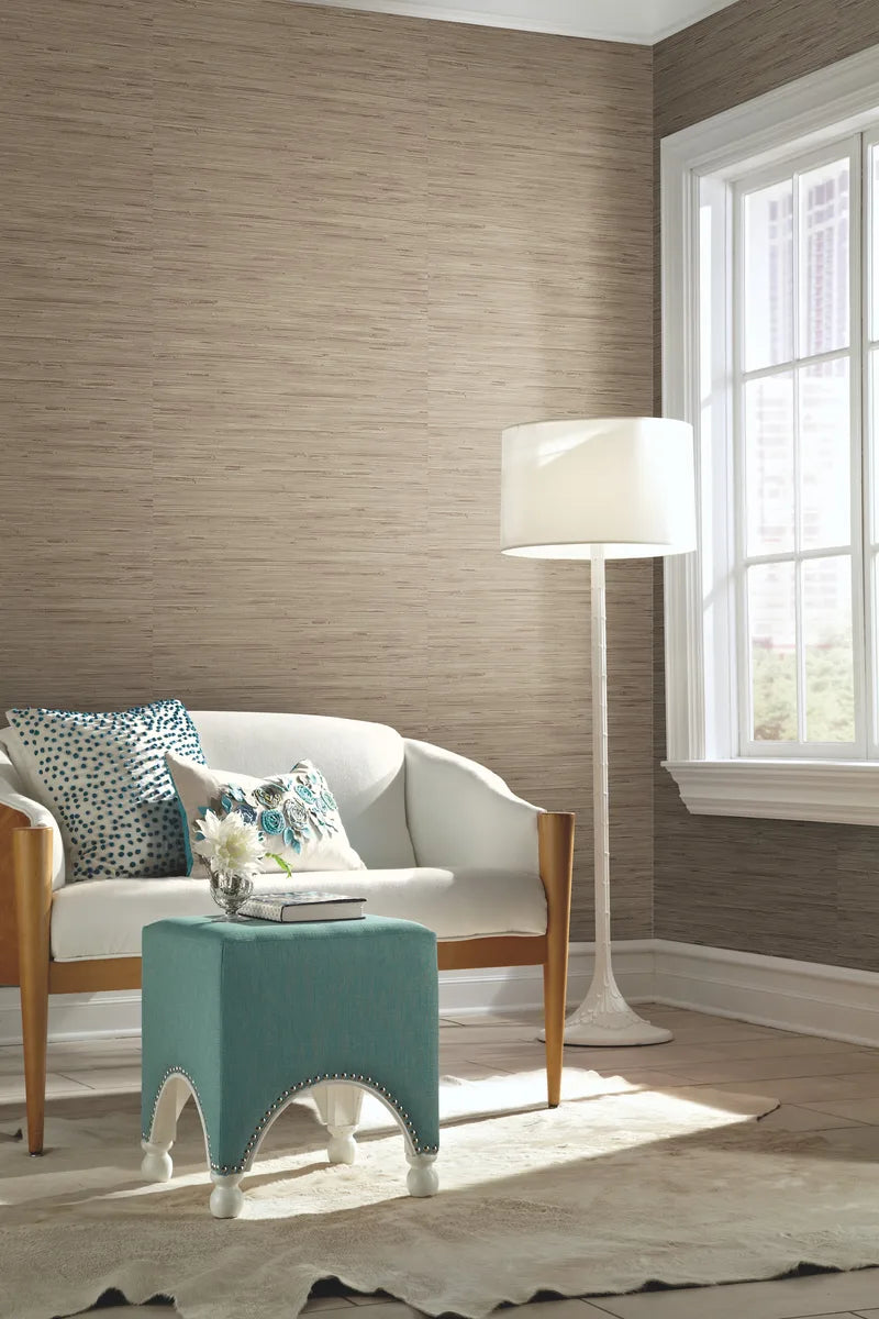 York Faux Lustrous Grasscloth Beige Wallpaper PA130406LW