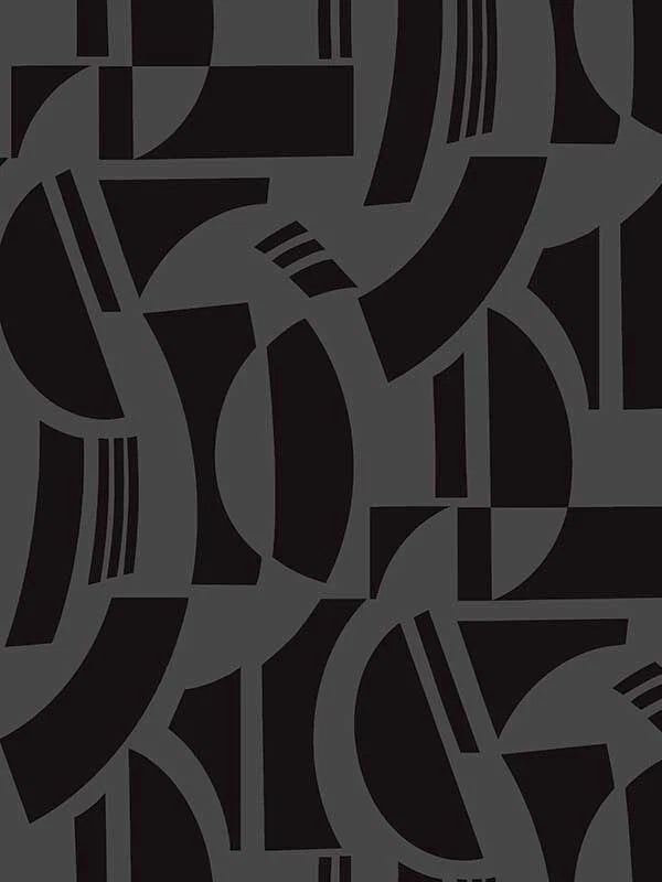 Carter Black Geometric Flock Wallpaper by Scott Living SP87379