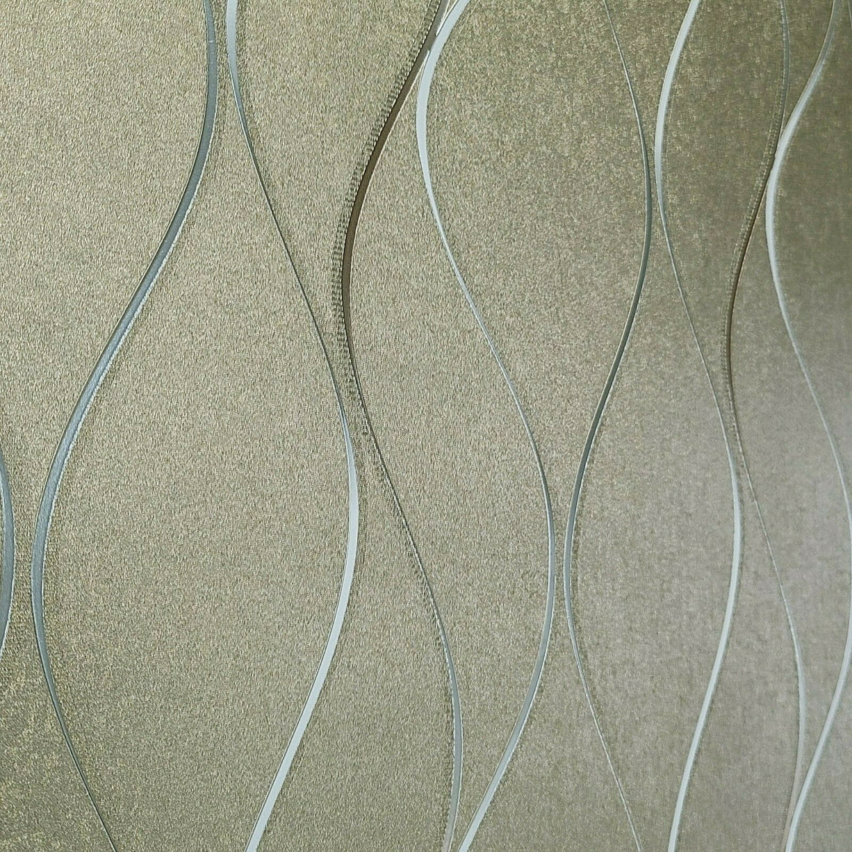 Textured White Wavy lines Wave Gold Wallpaper Y6201406
