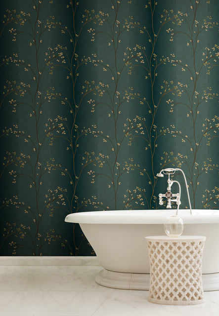 Vertical Leaf and Vine Ombre Stripe Wallpaper York -BR6224