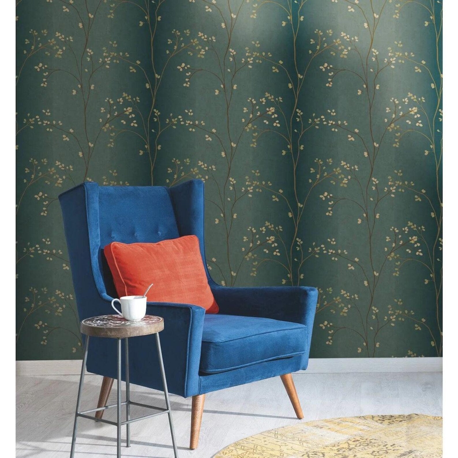 Vertical Leaf and Vine Ombre Stripe Wallpaper York -BR6224