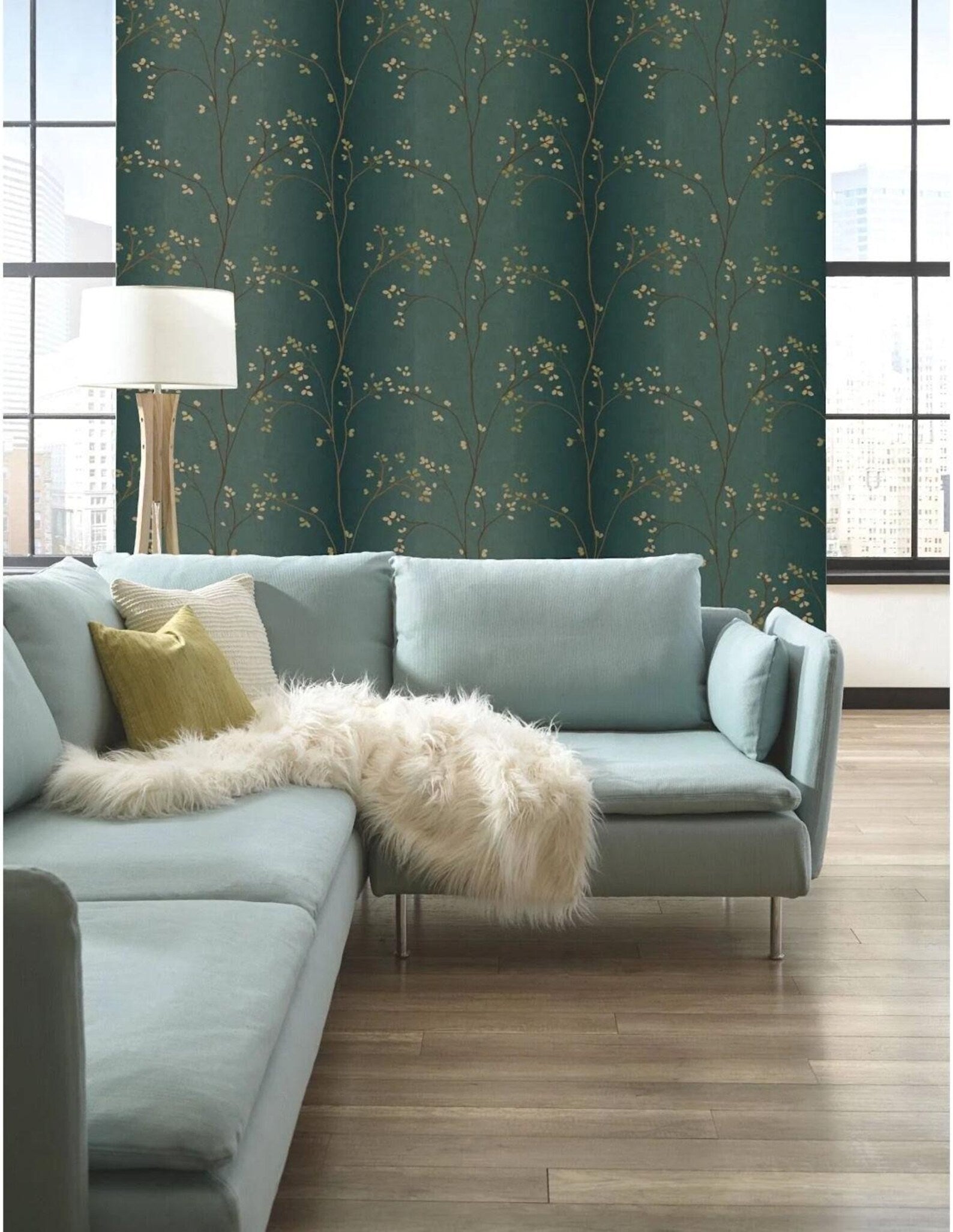 Vertical Leaf and Vine Ombre Stripe Wallpaper York -BR6224