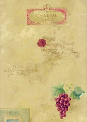 Chateau France Grapes and Wine Labels Wallpaper KB25633