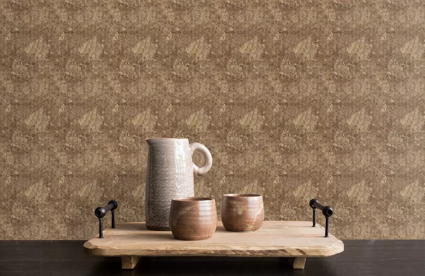 York Tossed Leaves Brown Wallpaper CL1809