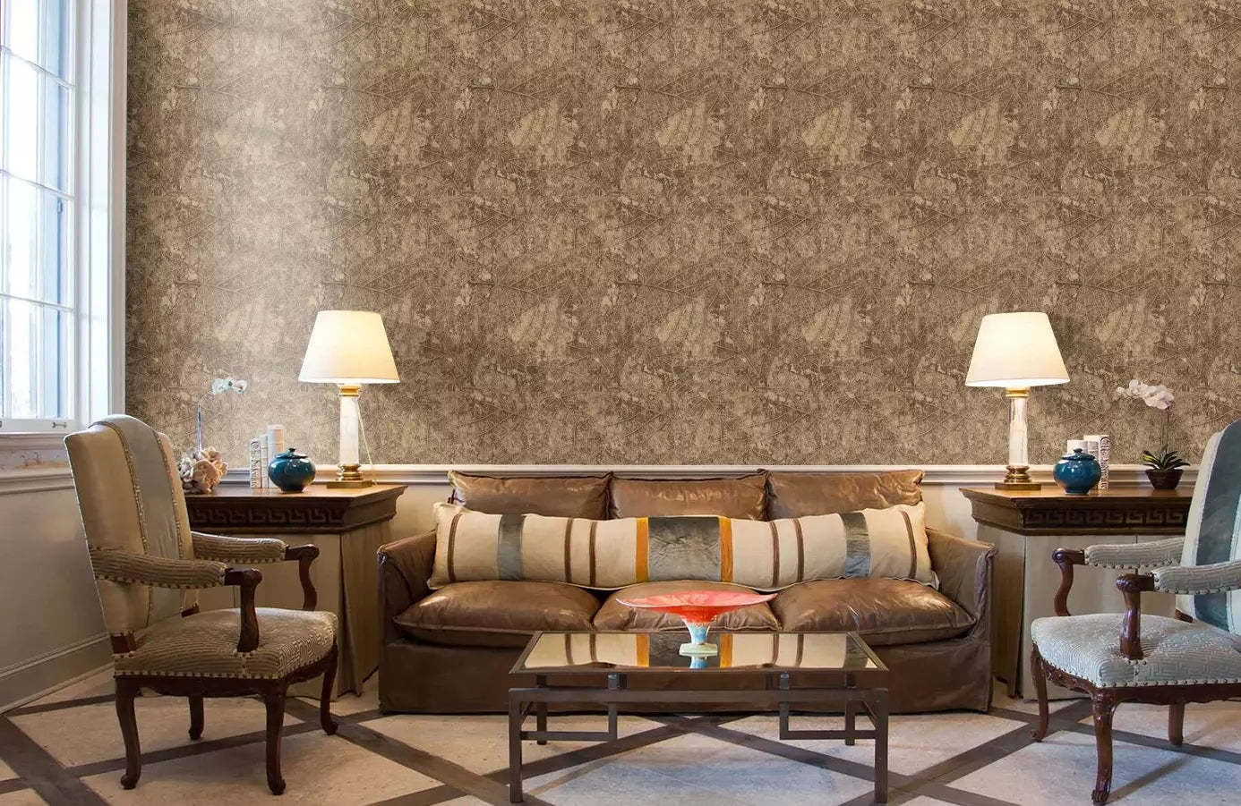 York Tossed Leaves Brown Wallpaper CL1809
