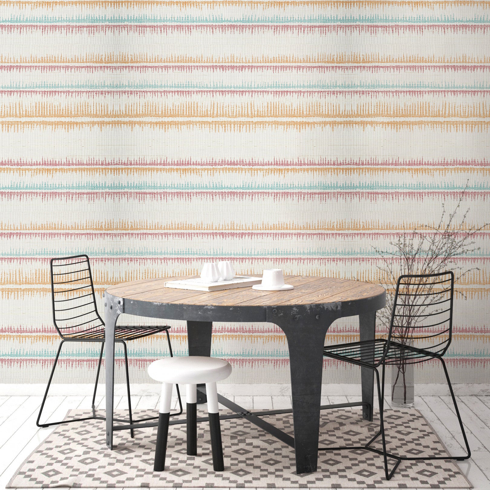 Thibaut Passage Melon and Turquoise Grasscloth T24139