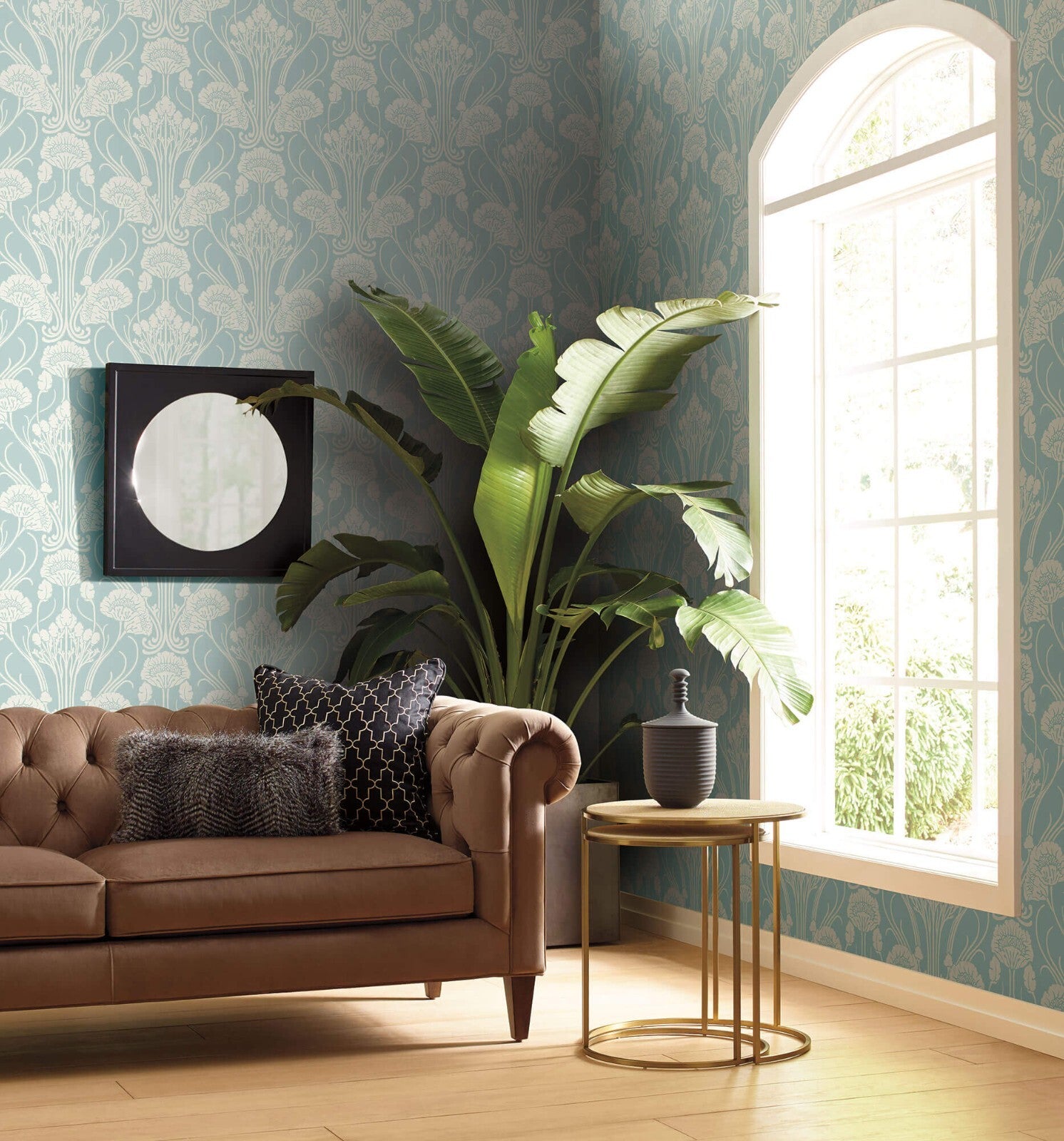CA1569 | Deco, Nouveau Damask, Blues Botanical - Antonina Vella Wallpaper