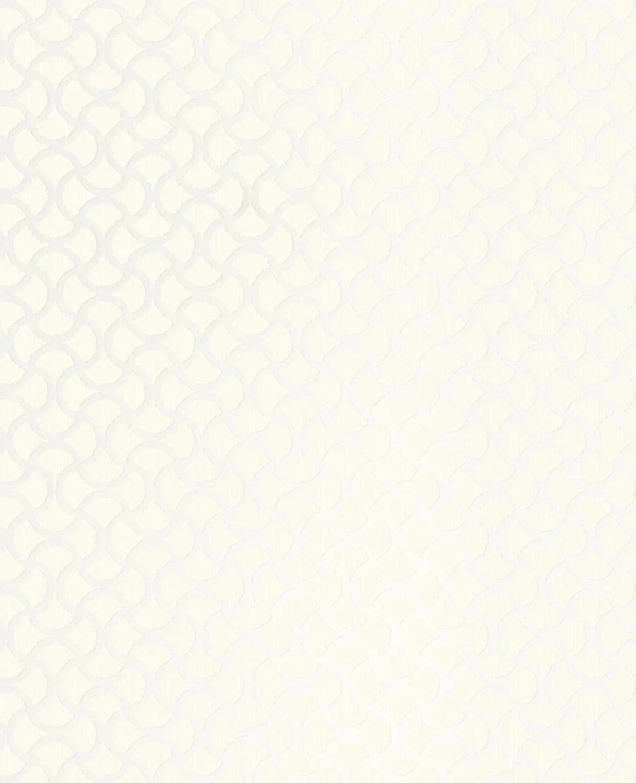 Decorline 2683-23009 White and Off White Textured Geometric Wallpaper