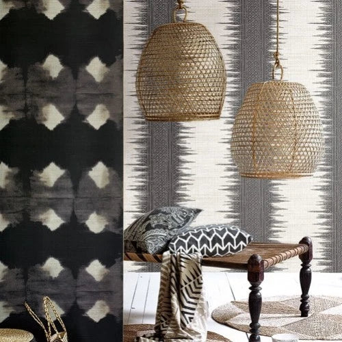 Wallquest Aztec Mudcloth Navajo Boho Black and Beige Wallpaper UE80600