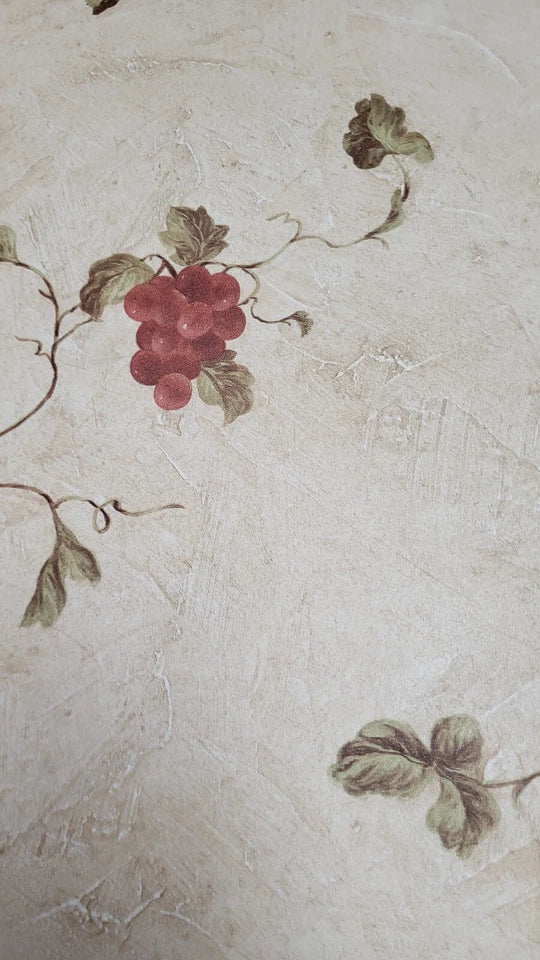 Norwall KK26710 Kitchen Fruit Wallpaper On A Beige Stucco Textured Looking Background