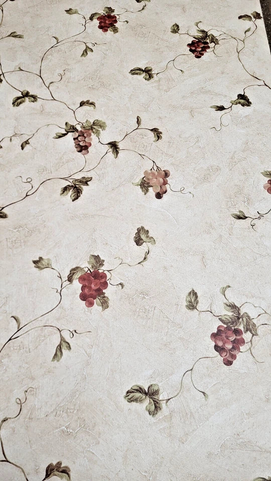 Norwall KK26710 Kitchen Fruit Wallpaper On A Beige Stucco Textured Looking Background