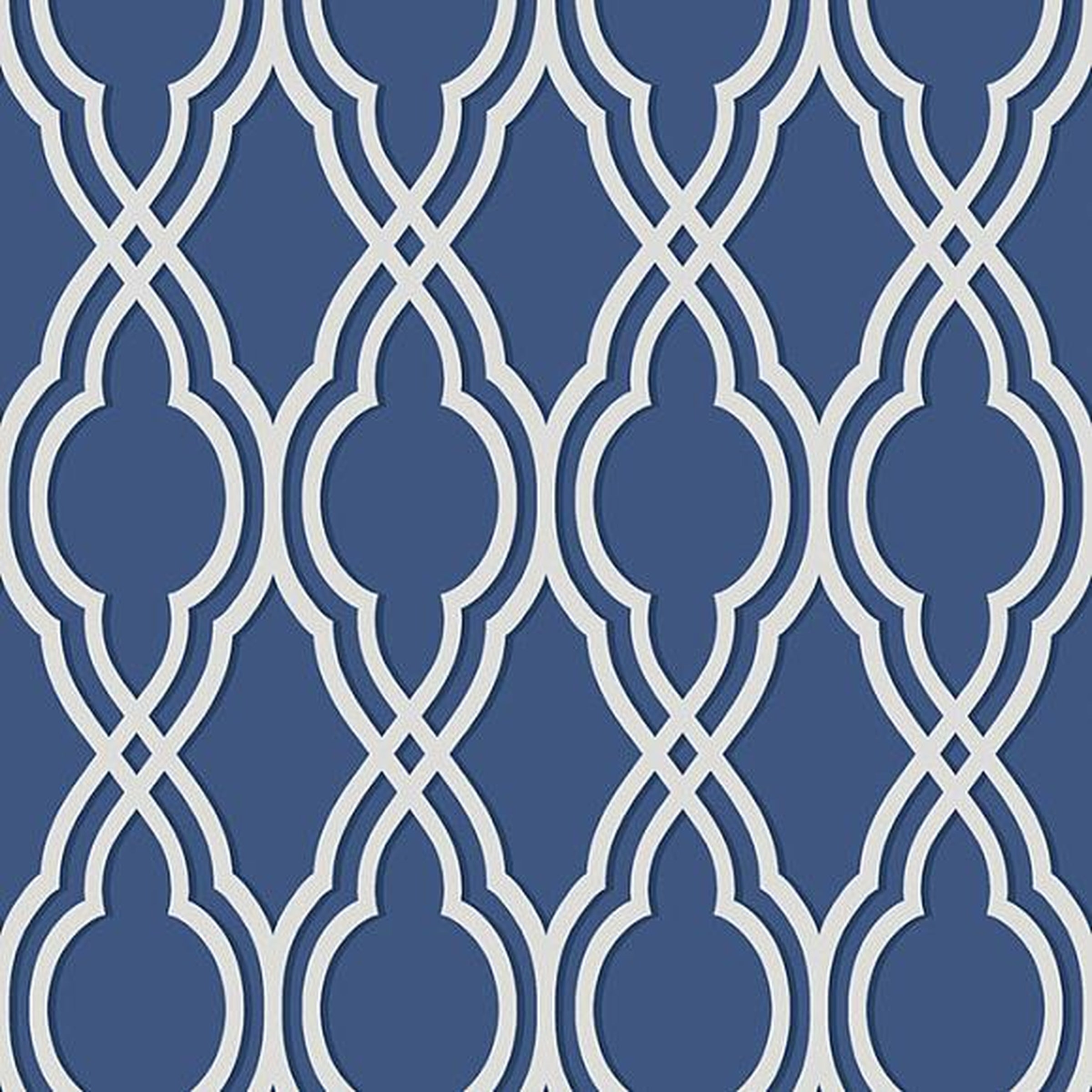 Wallquest Blue and White Trellis Wallpaper BL40302