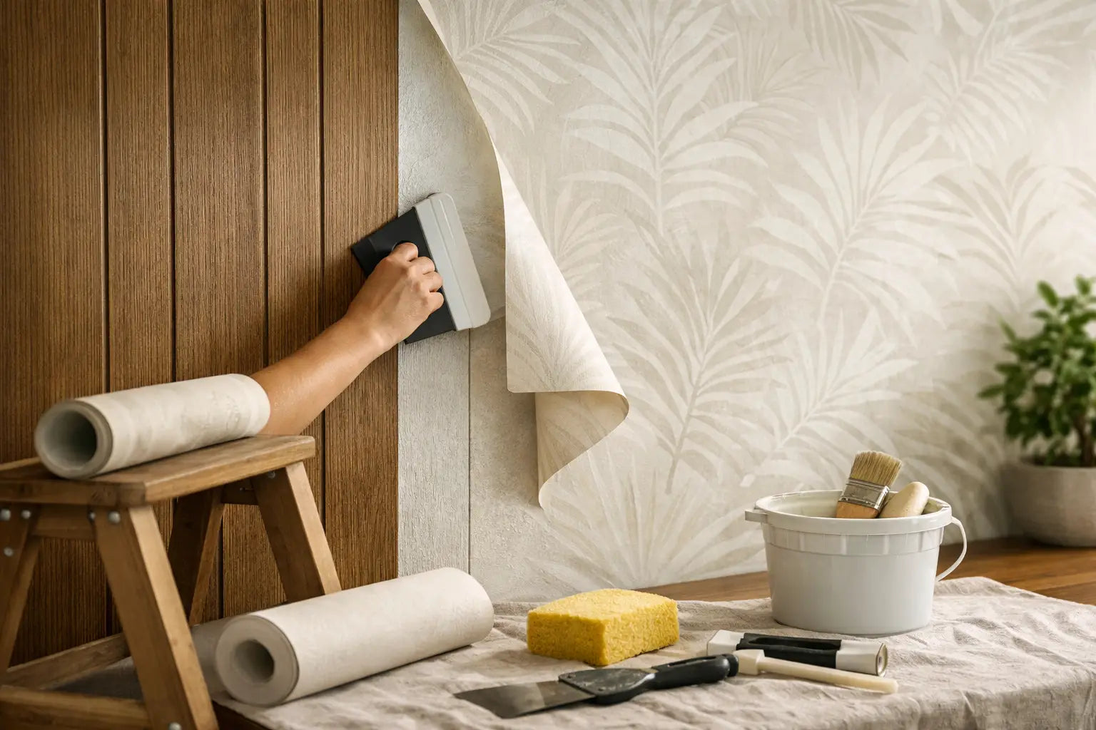 Wallpaper Over Paneling for a Fresh Update