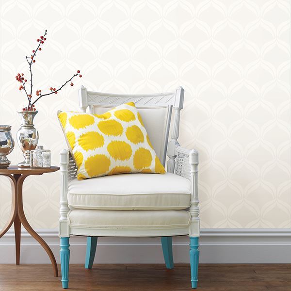 A-Street Prints by Brewster Petals Ivory Ogee Wallpaper SP87301