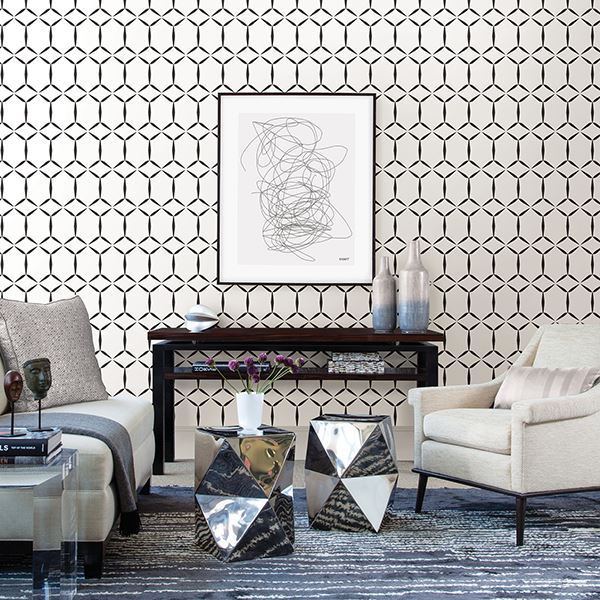 Fusion White Geometric Wallpaper FD23856
