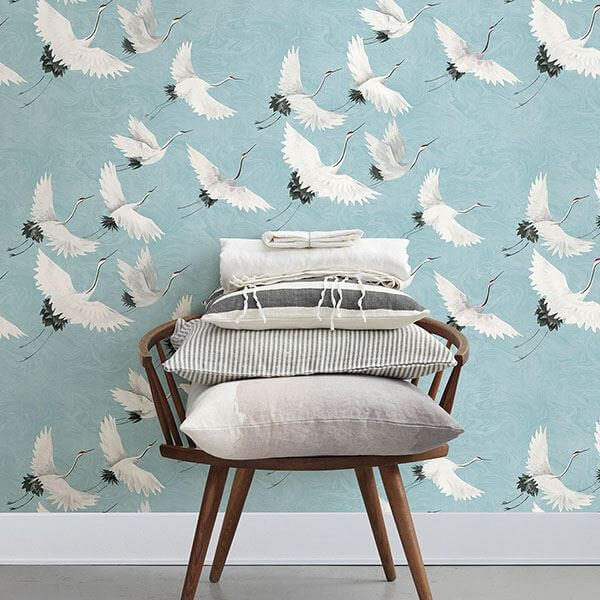 Windsong Blue Crane Wallpaper 2764-24300/FD24300
