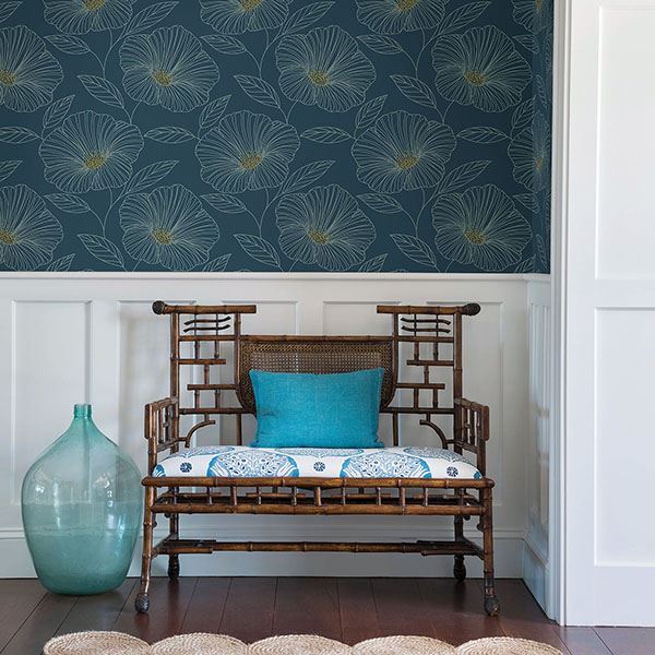 Mythic Blue Floral Wallpaper 2764-24318