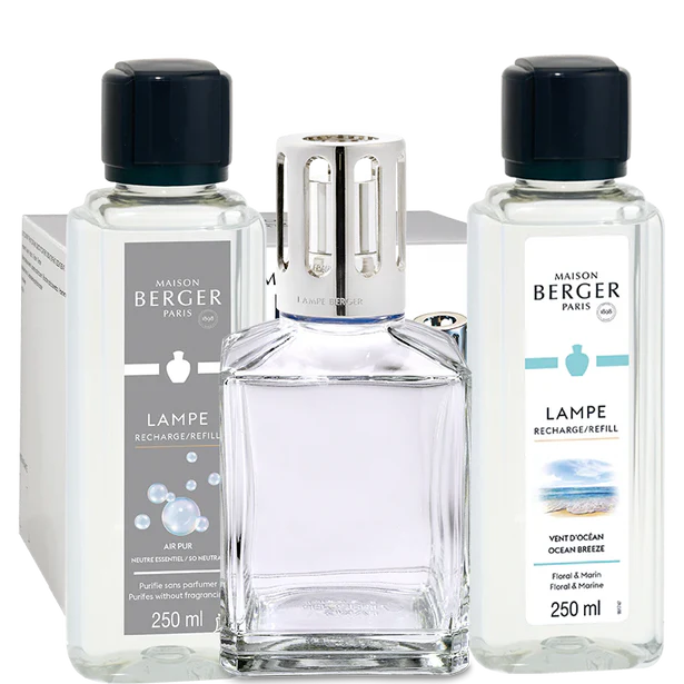 Maison Berger Essential Square Lamp Gift Set with Air Pur So Neutral + Ocean Breeze Fragrance 313398/Essential Square