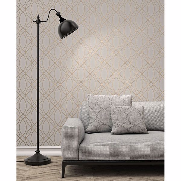Lisandro Rose Gold Geometric Lattice Wallpaper 2834-42345