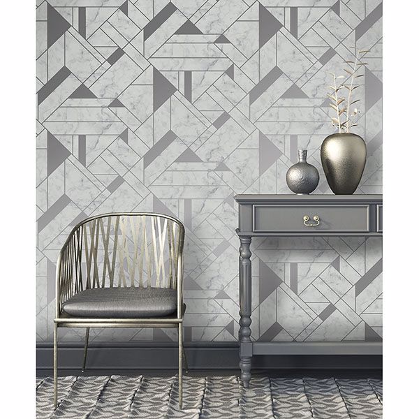 Gulliver Silver Marble Geometric Wallpaper M1467/2834-M1467