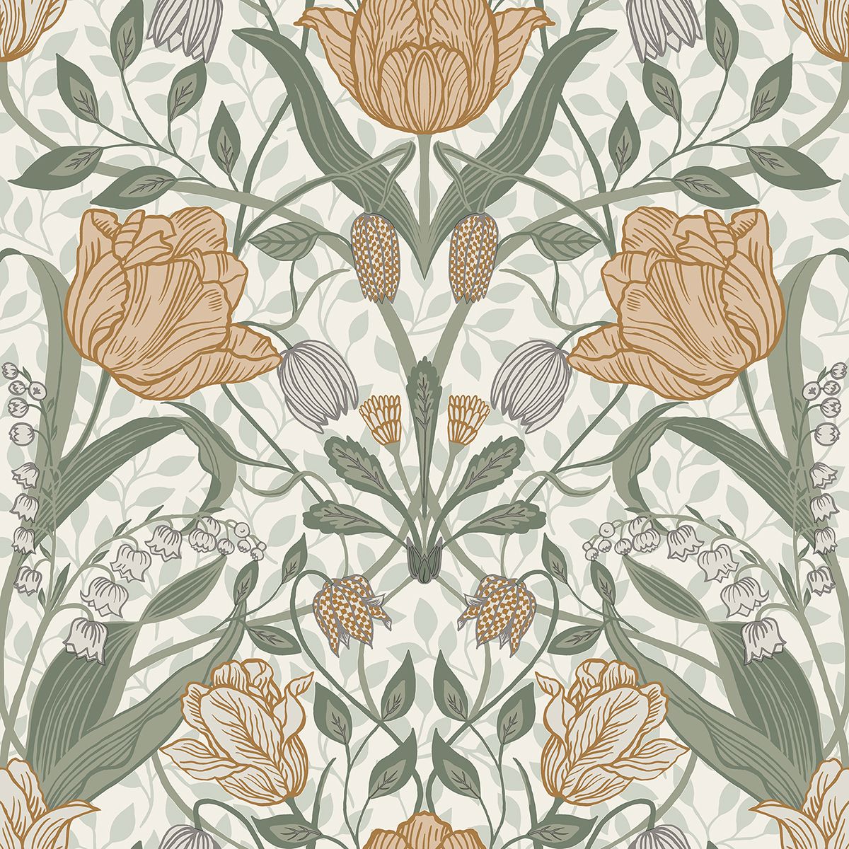 Tulipa Green Floral Wallpaper 33006