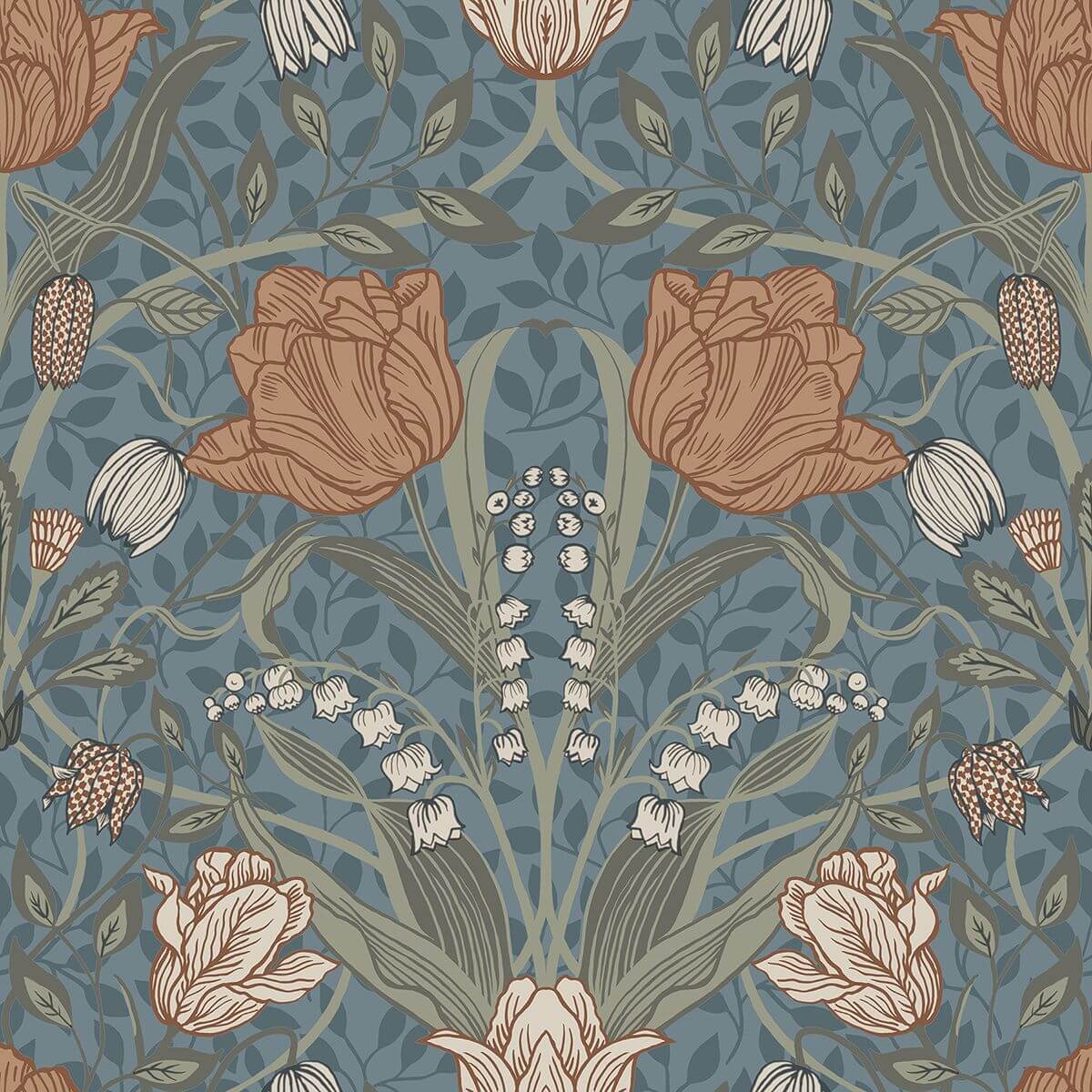 Tulipa Blue Floral Wallpaper 2948-33009