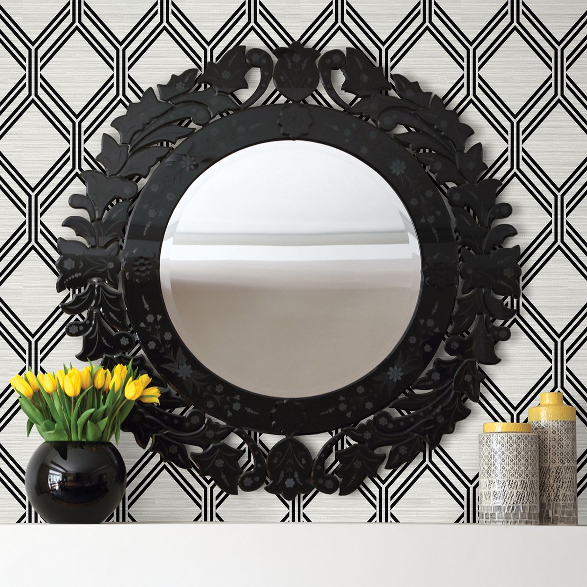 Vaughan Grey Geometric Vinyl Wallpaper, BR6-2731      2910-2731