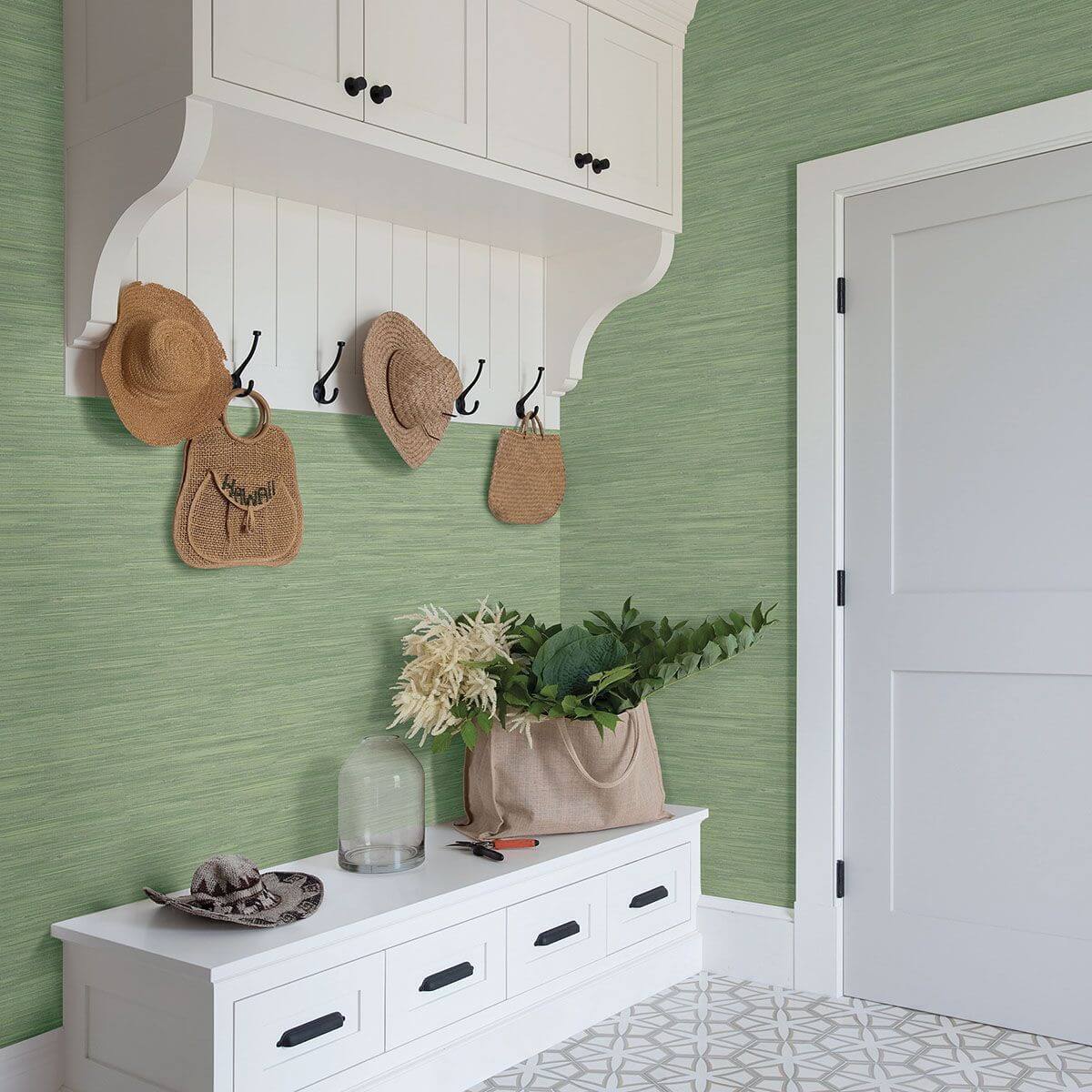 Waverly Green Faux Grasscloth Wallpaper 3120-256017/SCH256017