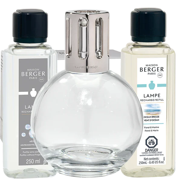 Maison Berger Essential Round Lamp Gift Set with Air Pur So Neutral + Ocean Breeze Fragrance 314691