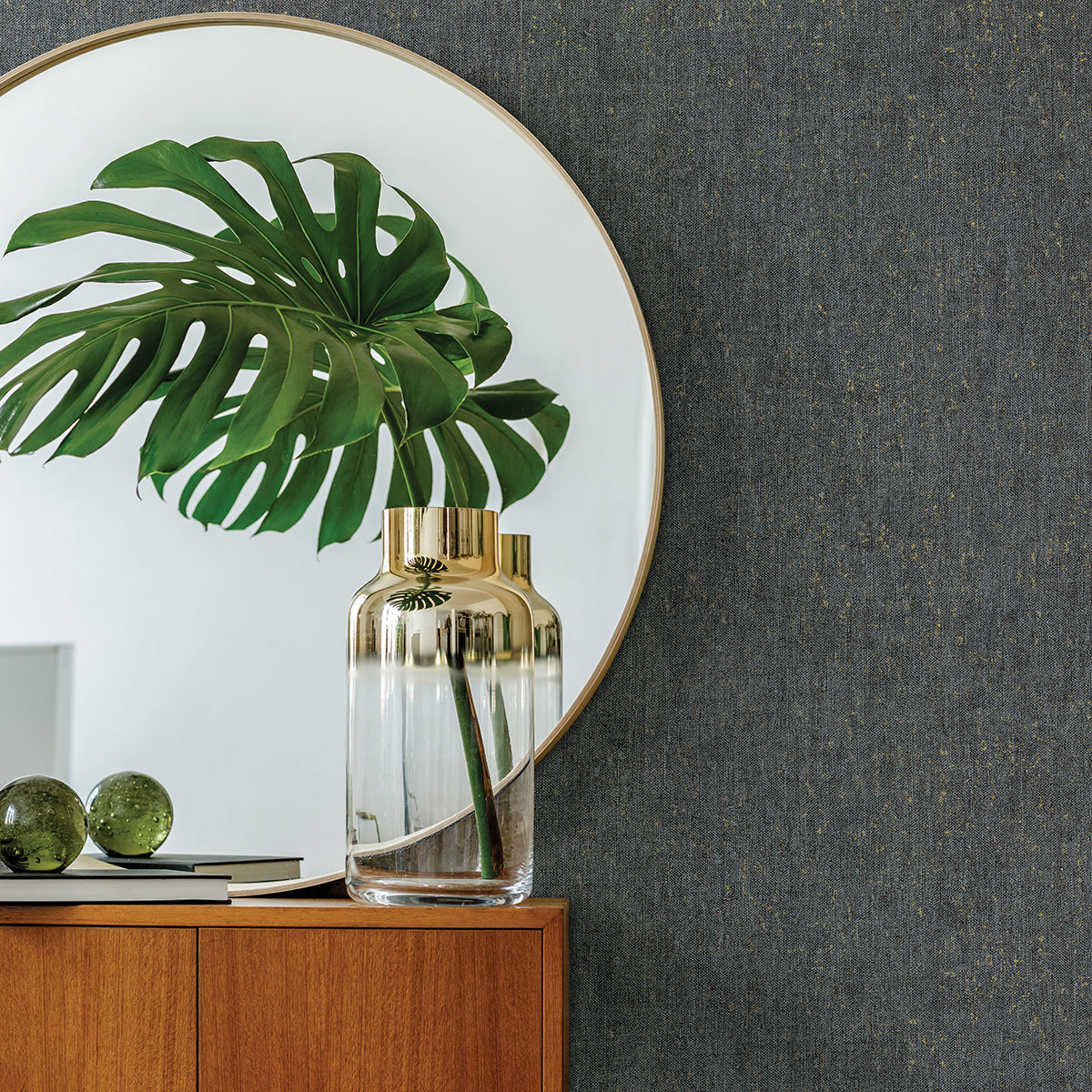 Reuss Slate Faux Fabric Wallpaper ZD86497