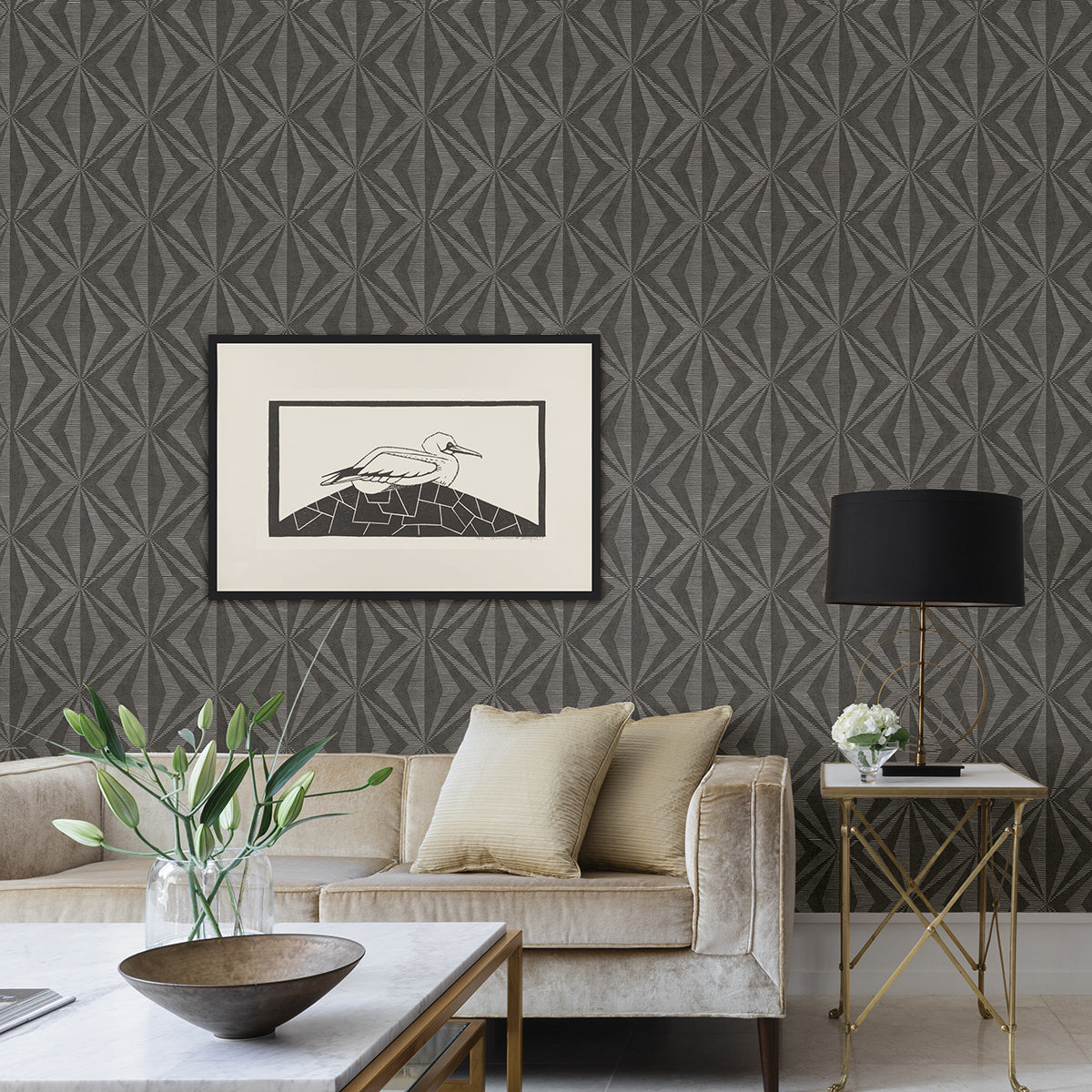 Monge Charcoal Geometric Wallpaper WL82547/4025-82547