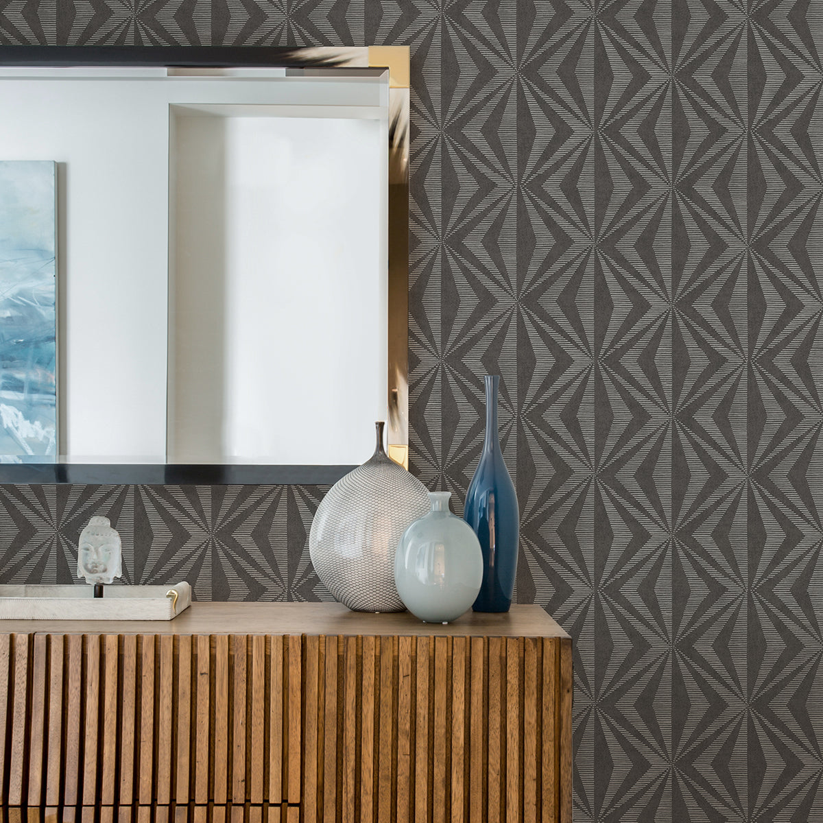 Monge Charcoal Geometric Wallpaper WL82547/4025-82547