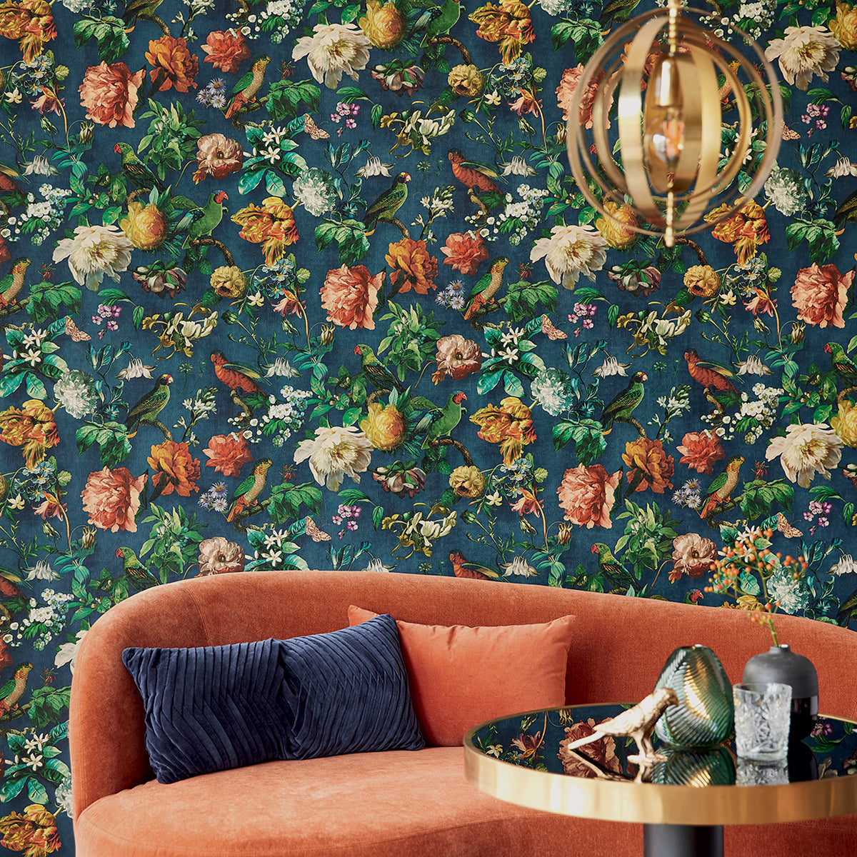 Claude Navy Floral Wallpaper 307306 Museum