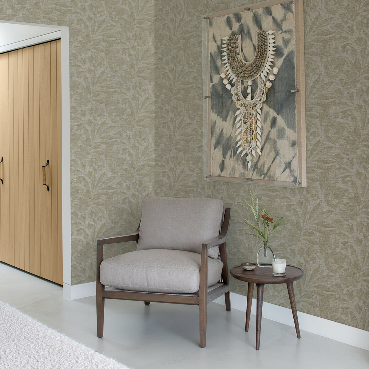 Lei Neutral Etched Leaves Wallpaper TP86150/ 2971-86150
