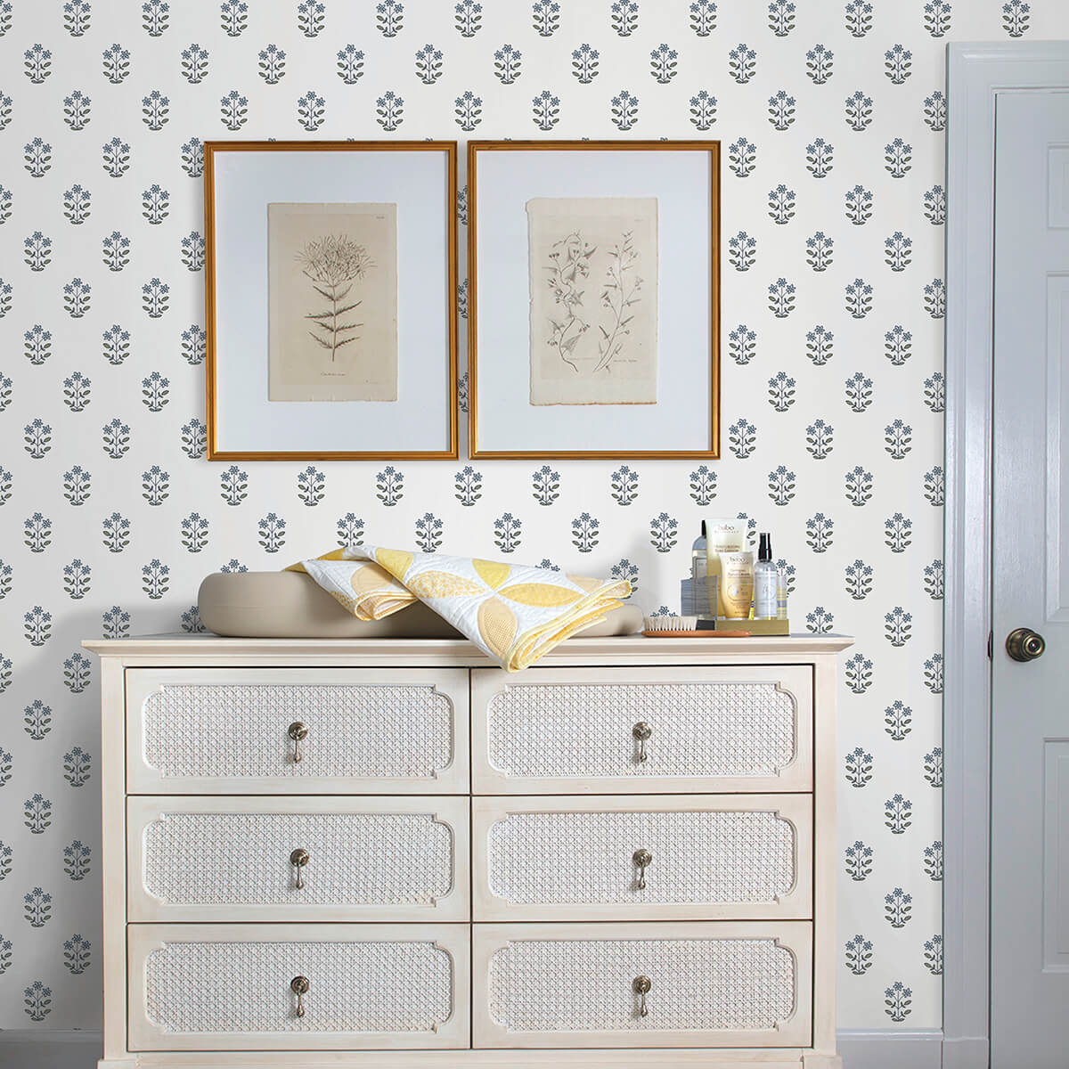Kit Blue Heather Floral Wallpaper By Erin Gates AST4358