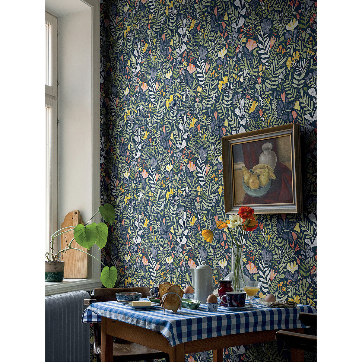 Brittsommar Navy Woodland Floral Wallpaper 2999-55010