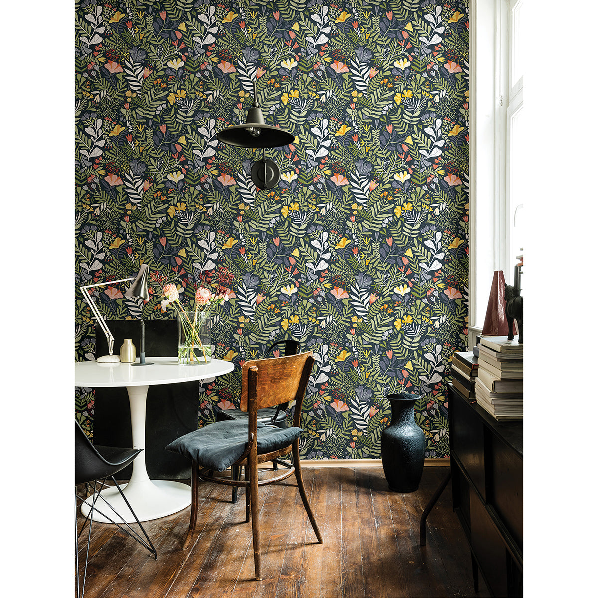 Brittsommar Navy Woodland Floral Wallpaper 2999-55010