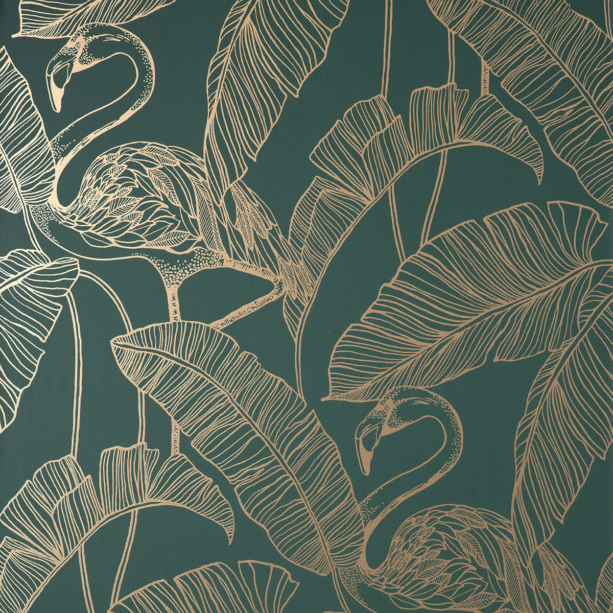 Mulholland Dark Green Flamingo Wallpaper FD42946
