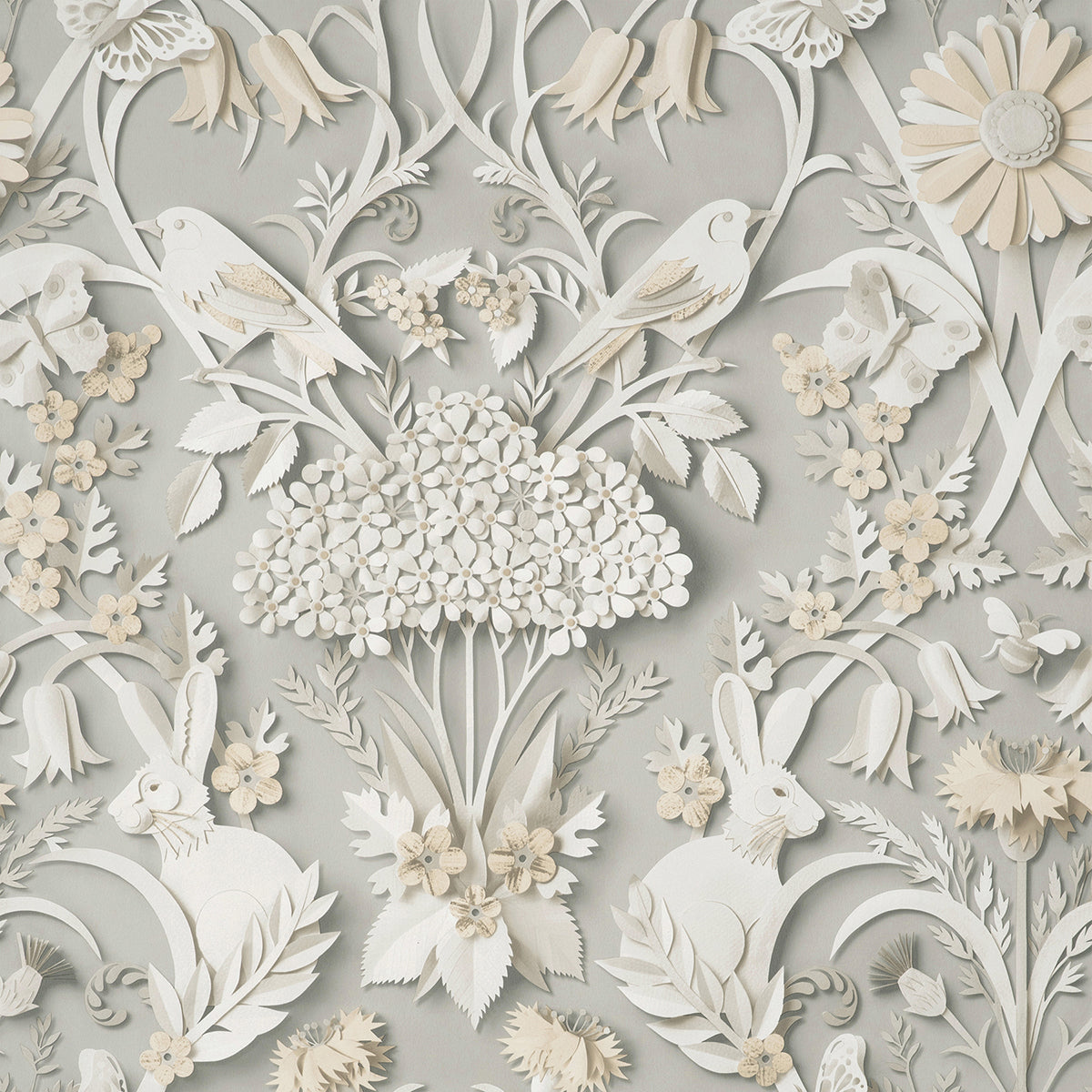 Fae Light Grey Woodland Wallpaper FD42952