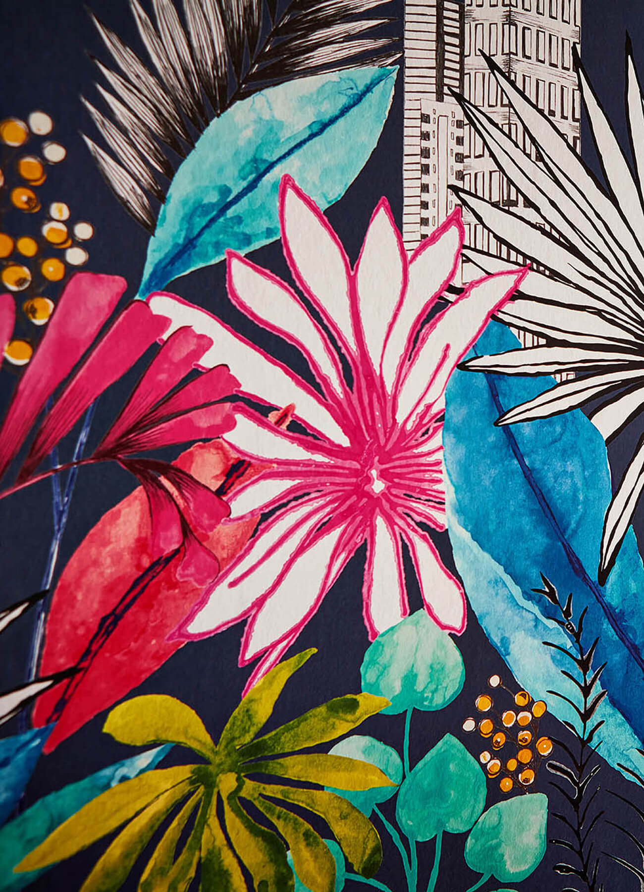 Sierra Indigo Urban Tropic Wallpaper CEP50110W