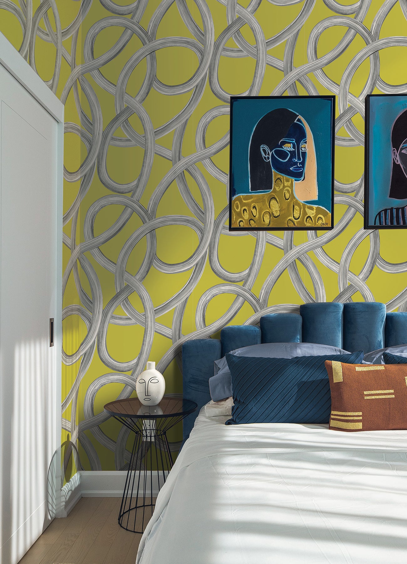 Calix Chartreuse Twisted Geo Wallpaper CEP50125W