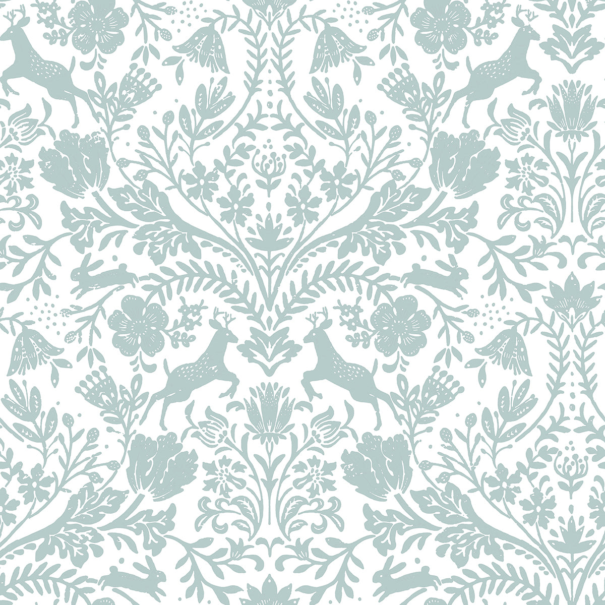 Forest Dance Aqua Damask Wallpaper SCH13881/3124-13881